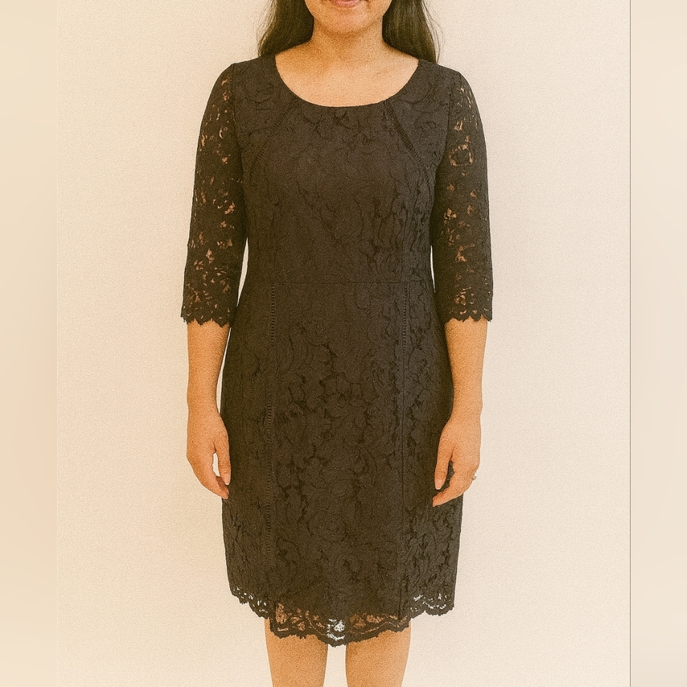 Talbots Womens Black Business Career‎ Corporate Midi Lace Dres Size 10